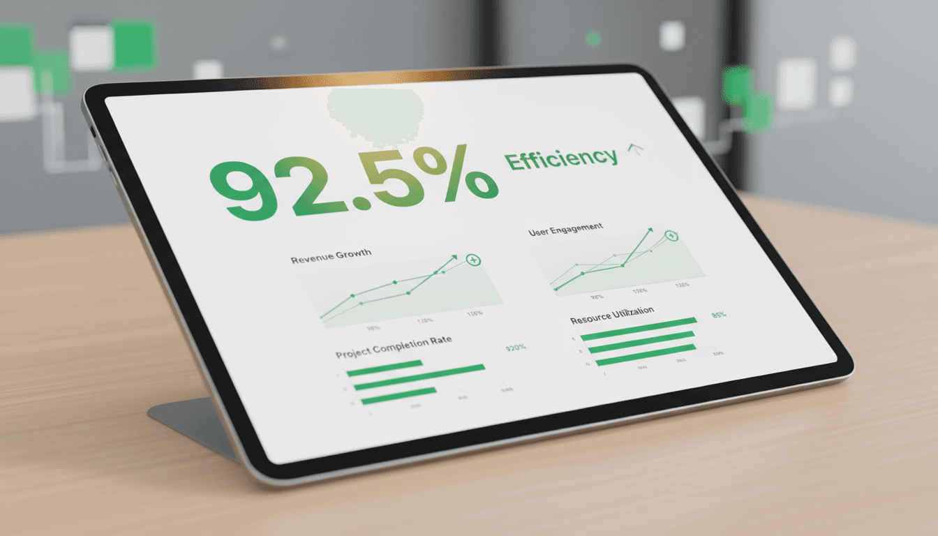 Performance metrics dashboard showing 85% efficiency improvement